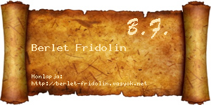 Berlet Fridolin névjegykártya